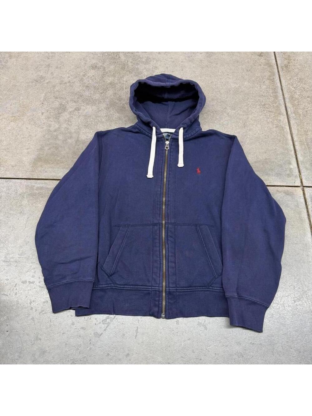 vintage polo ralph lauren navy and red zip up hoodie size large